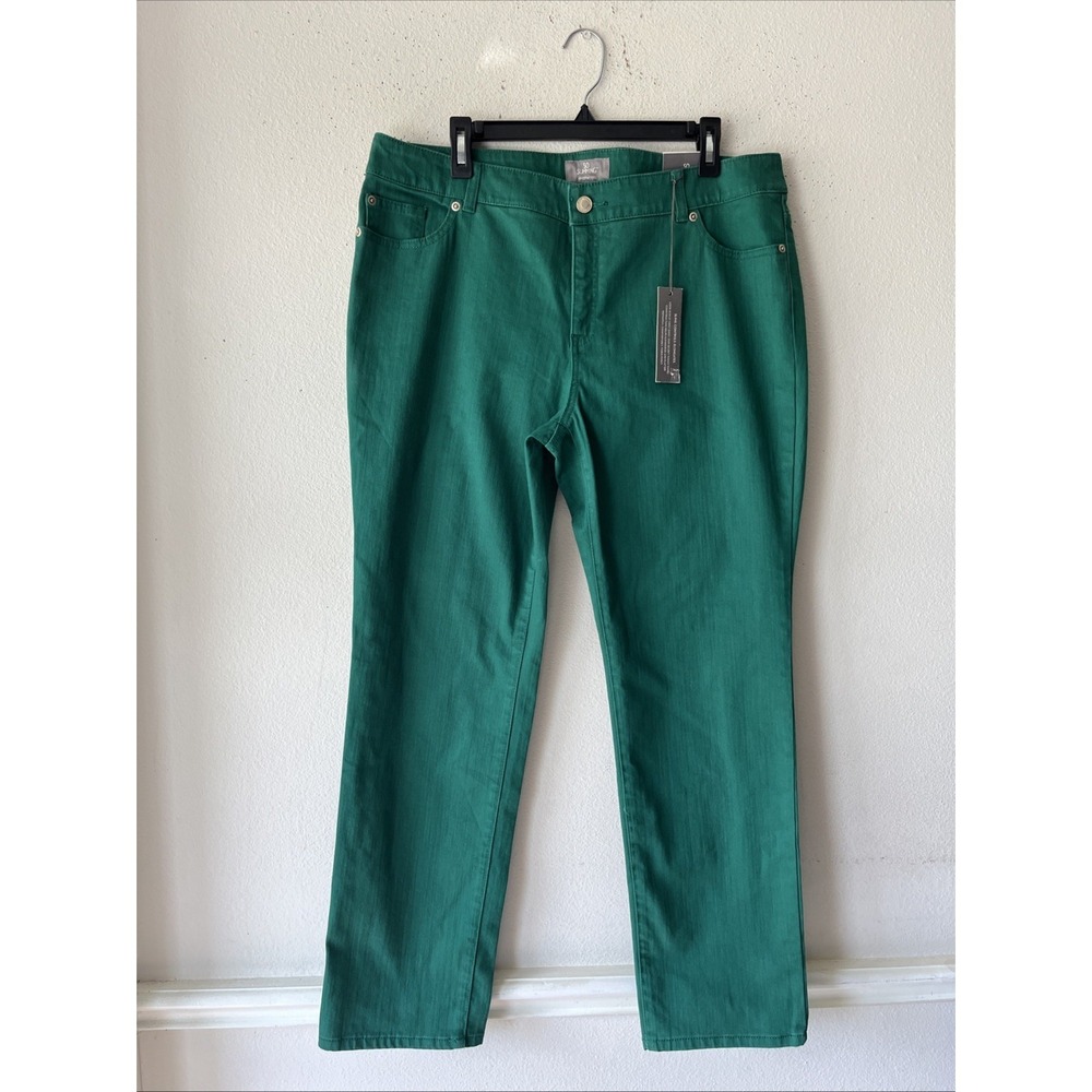 Chicos So Slimming Girlfriend Slim Leg Pant   Green Size 3R /XL New Preppy Comfy